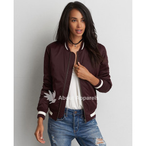 Maroon bomber jacket womens online