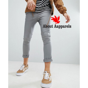 Men Super Skinny Cropped Chinos In Grey Trouser Wholesale Manufacturer Exporters Textile Fashion Leather Clothing Goods with we have provide customization Brand your own