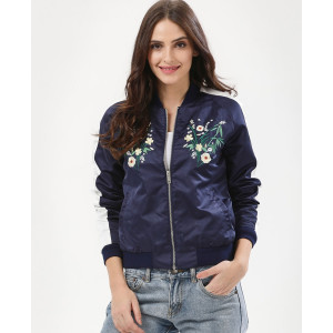 Floral embroidery bomber jacket online