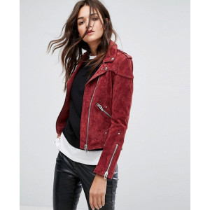 Red biker jacket suede cheap