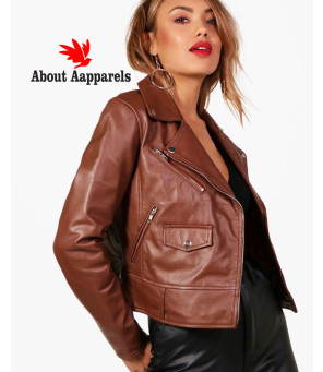 New-Fashion-Brown-Leather-Biker-Jacket