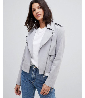 Women-Grey-High-Quality-Suede-Biker-Jacket