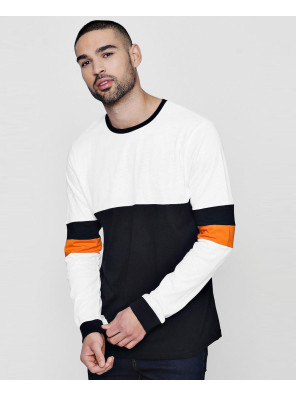 Colour-Block-Long-Sleeve-T-Shirt-With-Stripe