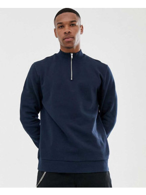 Design-Sweatshirt-With-Half-Zipper-In-Navy-Blue