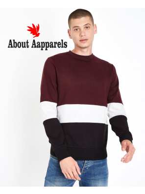 Hot-Selling-Men-Burgundy-Colour-Block-Sweatshirt