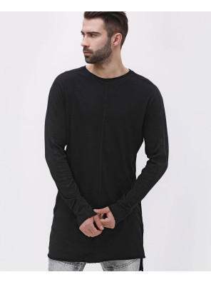 Long-Sleeve-Longline-Soft-Jersey-Black-T-Shirt