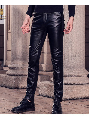 Men-Real-Cowhide-Leather-Bikers-Quilted-Panels-Pants