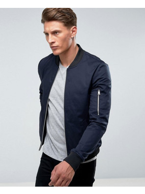 Muscle-Fit-Bomber-Jacket-With-Sleeve-Zipper-in-Navy