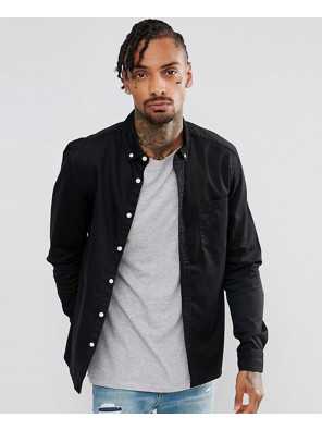 Slim-Stretch-Denim-Shirt-In-Black