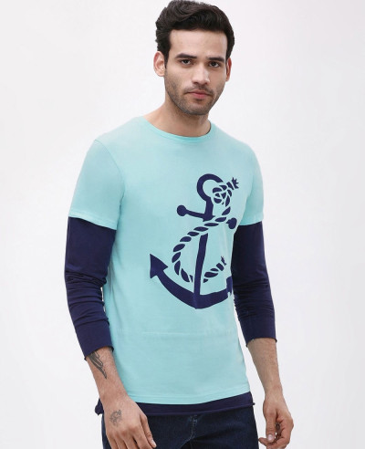 Anchor-Printed-Dual-Layer-T-Shirt