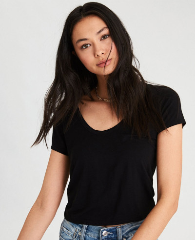 Black-Custom-Stylish-Crop-Top-Tee