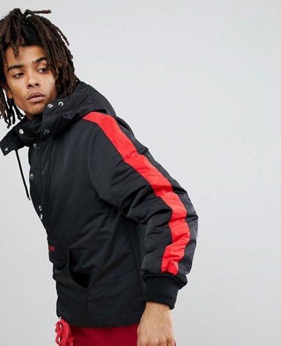 Black-With-Red-Stripe-Windbreaker-Jacket