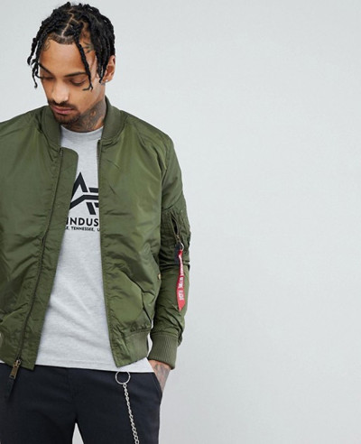 Bomber-Jacket-Slim-Fit-in-Dark-Green