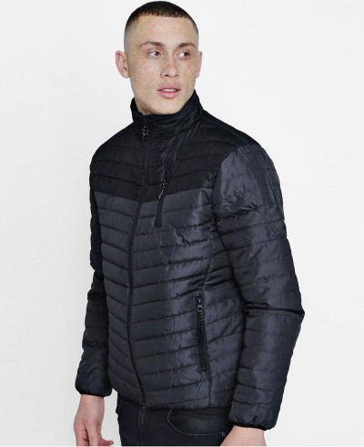 Colour-Block-Funnel-Neck-Puffer-Jacket