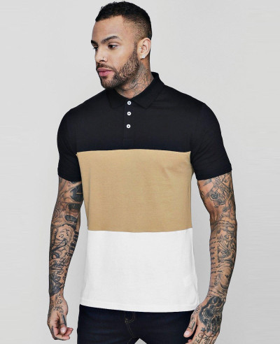 Colour-Block-Short-Sleeve-Polo-Shirt