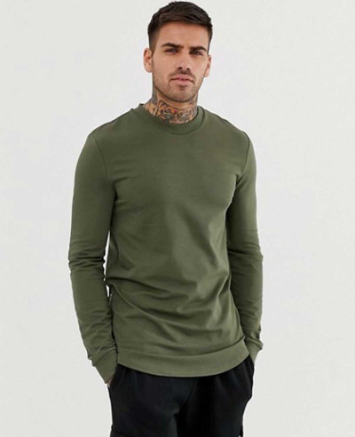 Design-Muscle-Longline-Sweatshirt-With-Curved-Hem-In-Khaki-With-Silver-Side-Zipper