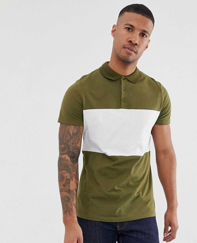 Design-Polo-Shirt-With-Color-Block-In-Khaki
