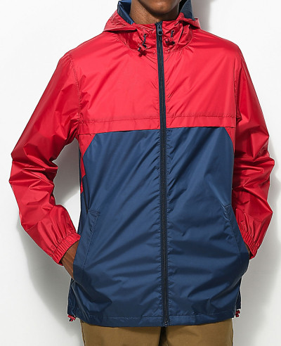 Full-Zipper-High-Custom-Made-Navy-&-Red-Windbreaker-Jacket