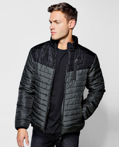 Funnel-Neck-Colour-Block-Puffer-Padded-Quilted-Jacket