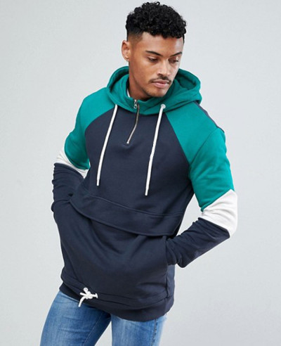 High-Quality-Men-Hoodie-In-Navy-With-Half-Zipper