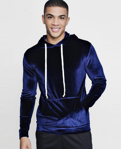 High-Quality-Men-Velour-Hoodie-in-Muscle-Fit