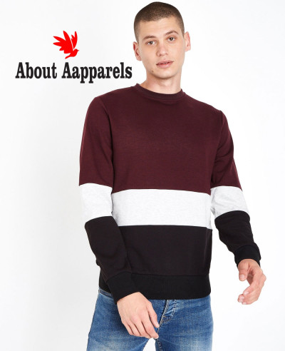 Hot-Selling-Men-Burgundy-Colour-Block-Sweatshirt