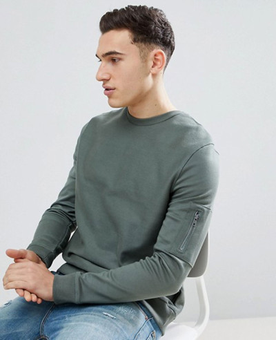 Hot-Selling-Men-Sweatshirt-With-Pocket-In-Khaki
