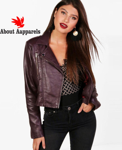 Hot-Selling-Women-Crop-Leather-Jacket