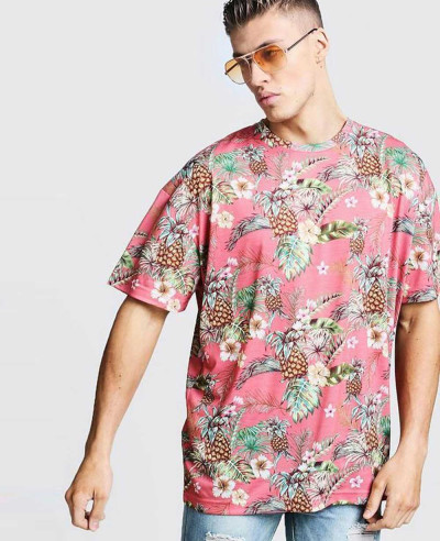 Latest-Design-Men-Oversized-Tropical-Print-T-Shirt