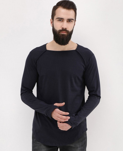 Long-Sleeve-Square-Neck-With-Thumbhole-Detail-Black-T-Shirt