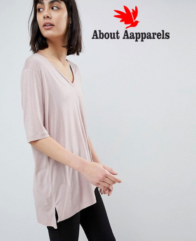 Longline-Fashion-Selected-Soft-Touch-V-Neck-T-Shirt