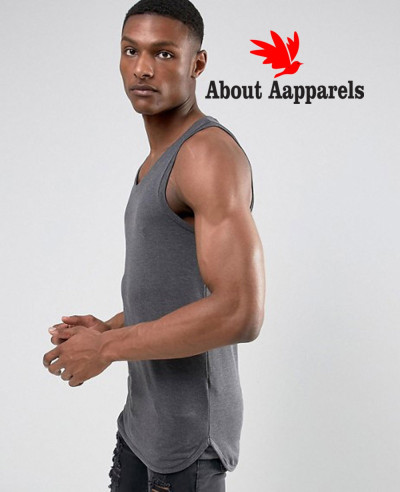 Longline-Gym-Muscle-Vest-With-Bound-Hem-In-Grey-Tank-Top