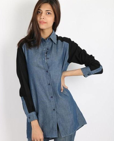 Medium-Blue-Overdyed-Black-Sleeves-&-Yoke-Denim-Shirt