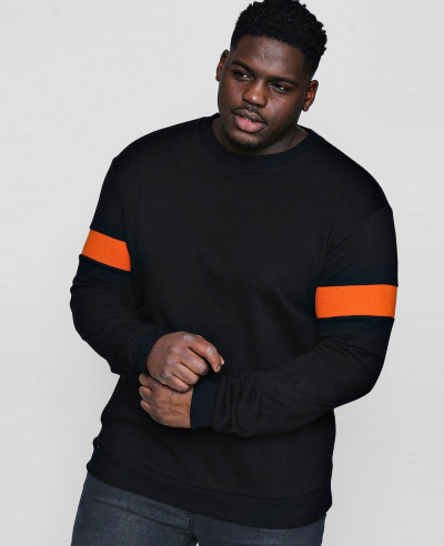 Men-Black-Big-And-Tall-Sweater-With-Rib-Insert-Sweatshirt