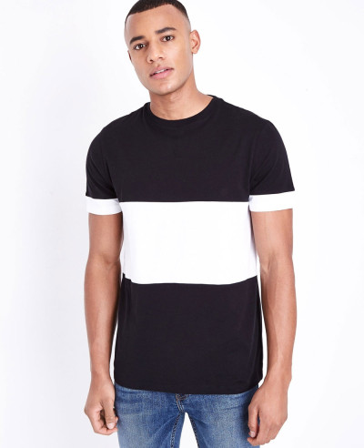 Men-Black-Block-Color-Front-T-Shirt