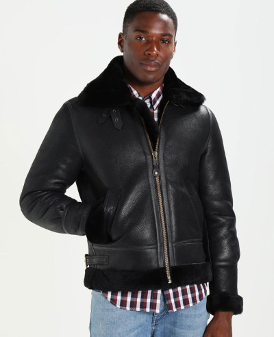 Men-Black-Fur-Sheep-Real-Leather-Jacket