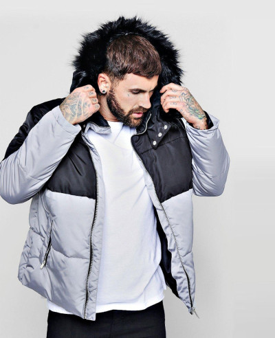 Men-Color-Block-Puffer-With-Faux-Fur-Trim-Hood