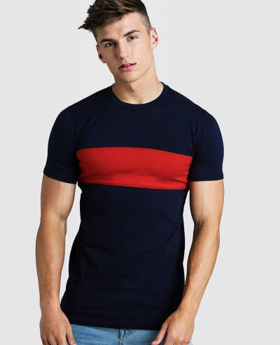 Men-Custom-Muscle-Fit-Longline-Colour-Block-Tee