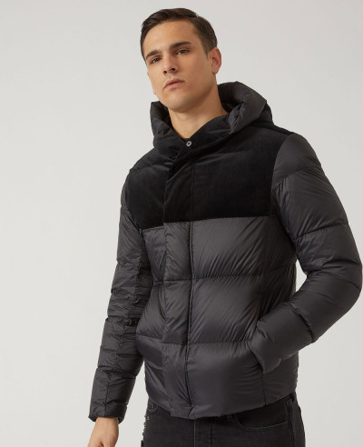 Men-Down-Filled-Jacket-In-Nylon-&-Velvet-Padded-Jacket