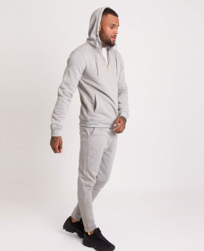 Men-Grey-light-Grey-Tracksuit-Half-Gold-Tone-Zipper