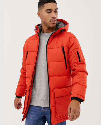 Men-Nice-Long-Line-Puffer-Jacket-In-Orange-With-Hood