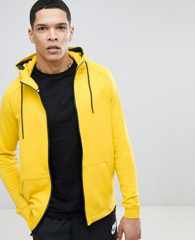 Modern-Zipper-Through-Hoodie-In-Yellow