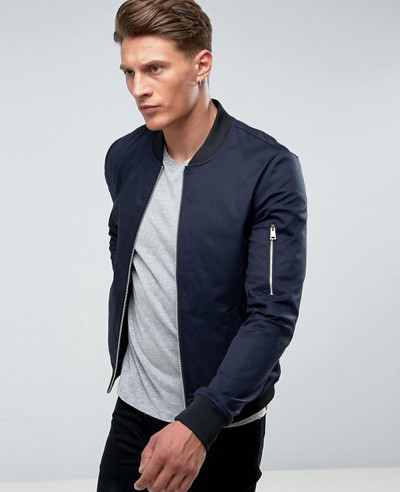 Muscle-Fit-Bomber-Jacket-With-Sleeve-Zipper-in-Navy