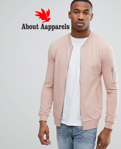 Muscle-Fit-Jersey-Bomber-Jacket-In-Pink-With-Pocket