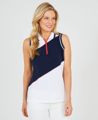 New-Colour-Block-Contrast-With-Sleeveless-Polo-Shirt