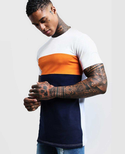 New-Custom-Muscle-Fit-Longline-Colour-Block-Tee