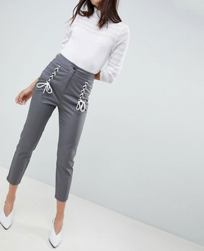 New-Design-Cigarette-Trousers-With-Lace-Up-Front