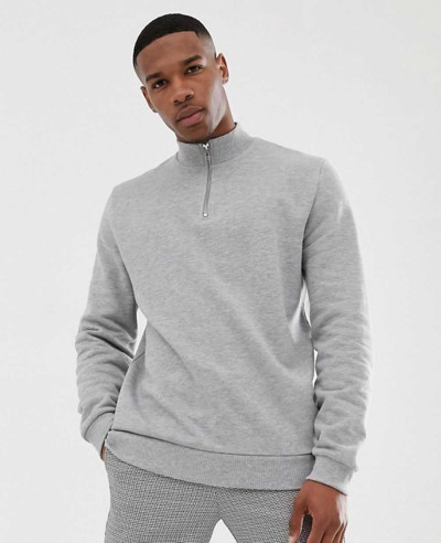 New-Fashionable-half-Zipper-Men-Grey-Sweatshirt
