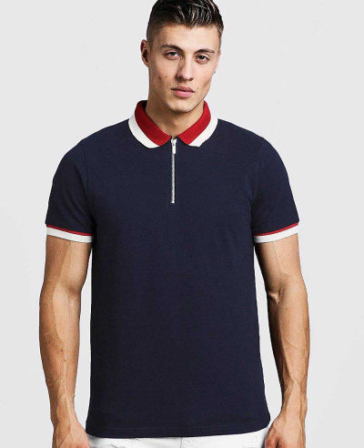 New-Hot-Selling-Men-Zipper-Polo-Shirt-With-Contrast-Collar