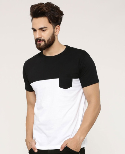 New-Look-Colour-Block-With-Patch-Pocket-T-Shirt